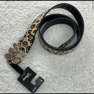 Disney Minnie Mouse Leopard Print Belt Womens Medium Mini outlined Faux leather